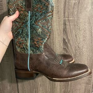 Roper Brown and Teal Western Boots